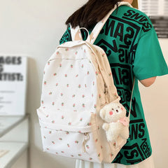 Teen Girls School Backpack Small Floral Print Nylon Travel Bookbag