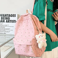 Teen Girls School Backpack Small Floral Print Nylon Travel Bookbag