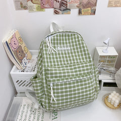 Teen School Bag for Girls Backpack Women Plaid Bookbag Middle Student Schoolbag