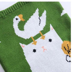 Teen Knitted Anime Cat Tote Bag Soft Handbag