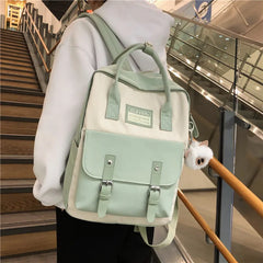 Teenagers Girls Patchwork Backpack Female Rucksack Women Nylon Backpack Candy