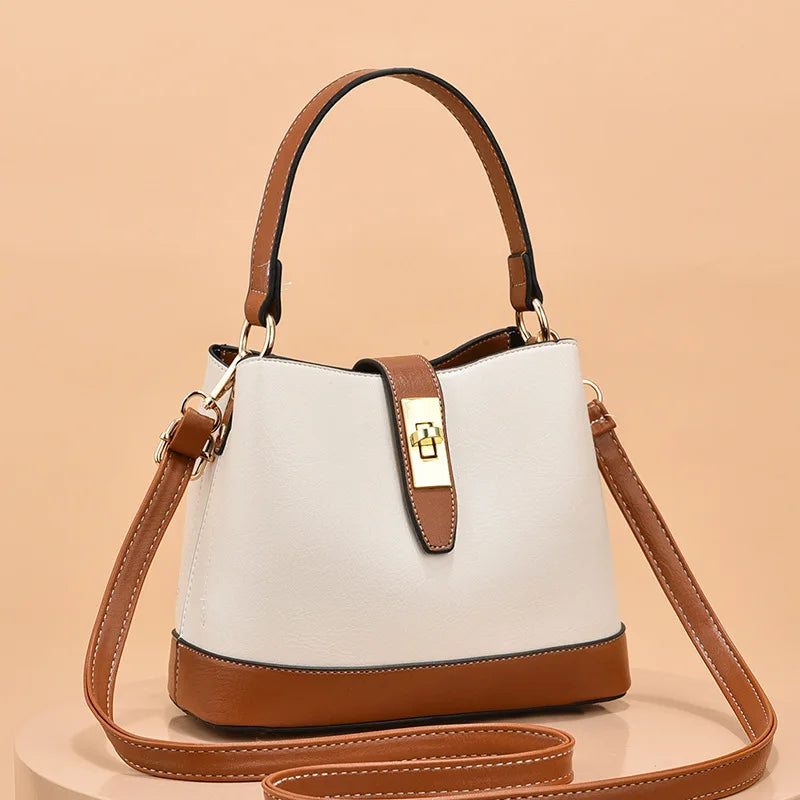 Temperament Bucket Bag Women's Spring Textured Shoulder Messenger Handbag