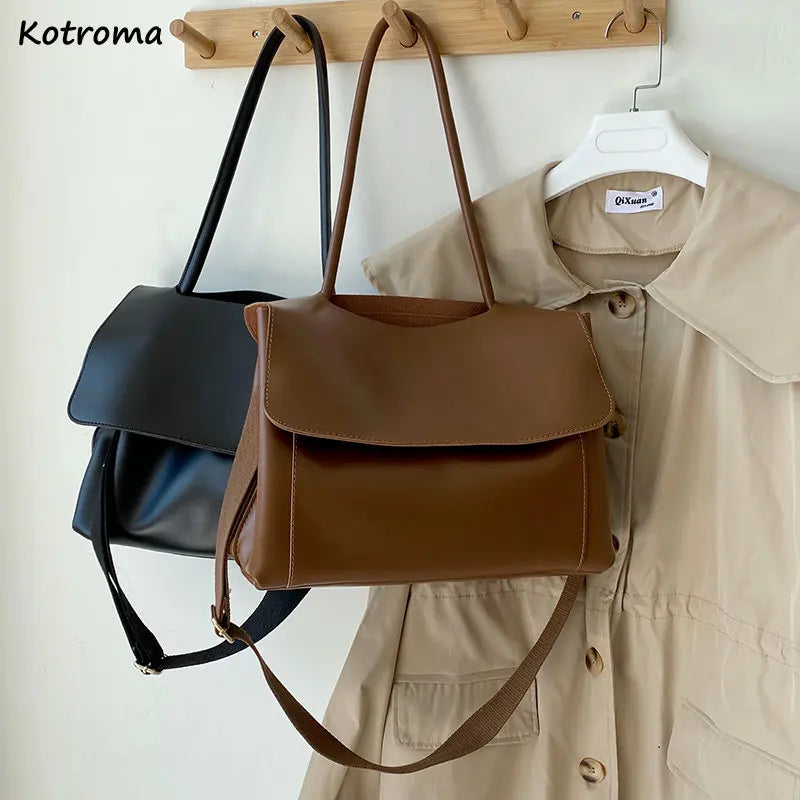 Soft PU Leather Shoulder Bags Women Large Capacity All-match Totes