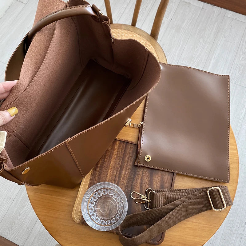 Soft PU Leather Shoulder Bags Women Large Capacity All-match Totes