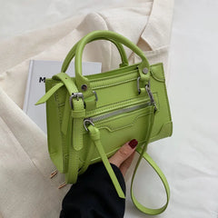 Texture Zipper Shoulder Bag Square Crossbody Messenger Handbag