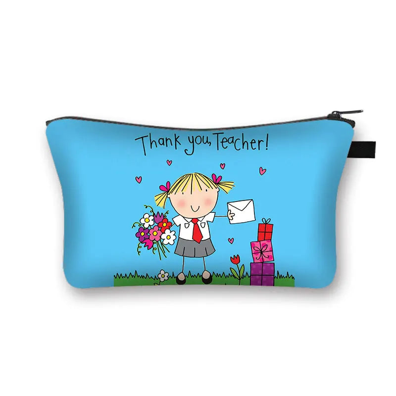 Teacher Superhero Cosmetic Case Makeup Bag