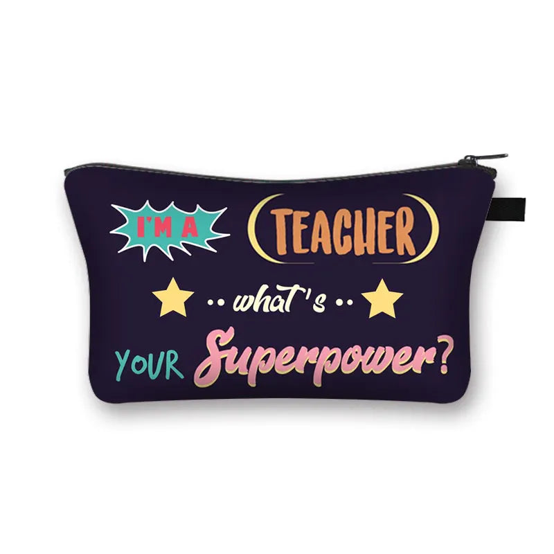 Teacher Superhero Cosmetic Case Makeup Bag