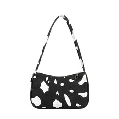 Cow Spot Canvas Shoulder Bag for Women Small Underarm Tote