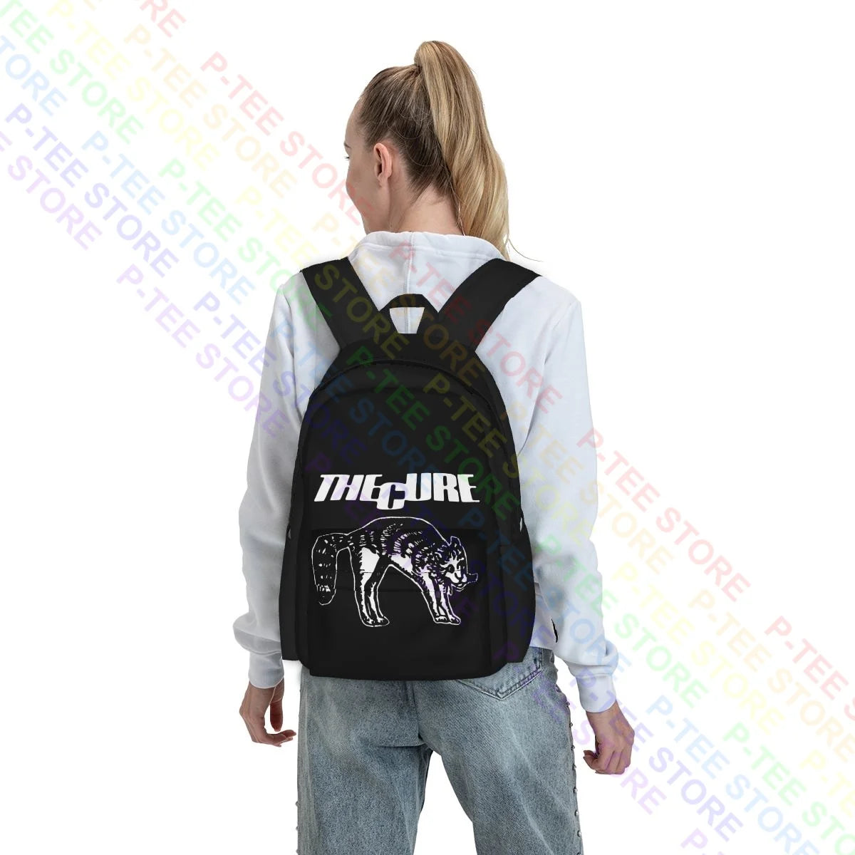 The Cure Love Cats Goth Tank Hoodie Tote Large Capacity Backpack