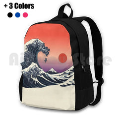 Great Wave Of Pugs Outdoor Hiking Backpack Waterproof Camping Travel