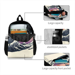 Great Wave Of Pugs Outdoor Hiking Backpack Waterproof Camping Travel