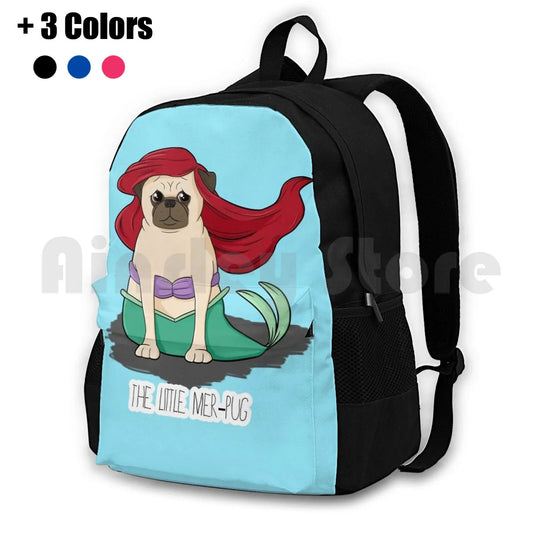 Mer-Pug Outdoor Hiking Backpack Waterproof Camping Travel Pug Funny Parody
