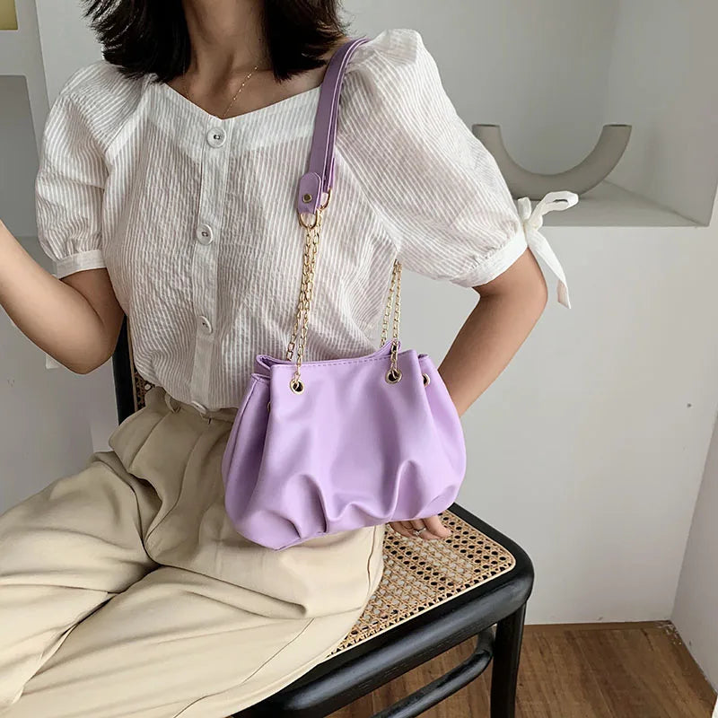 Women's Commuter Chain Armpit Bag Solid Texture Single Shoulder Bag