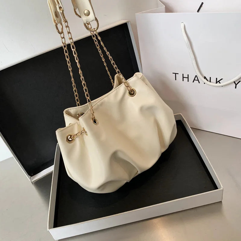 Women's Commuter Chain Armpit Bag Solid Texture Single Shoulder Bag
