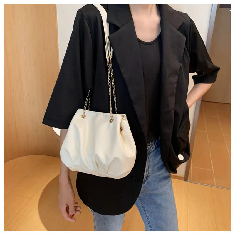 Women's Commuter Chain Armpit Bag Solid Texture Single Shoulder Bag