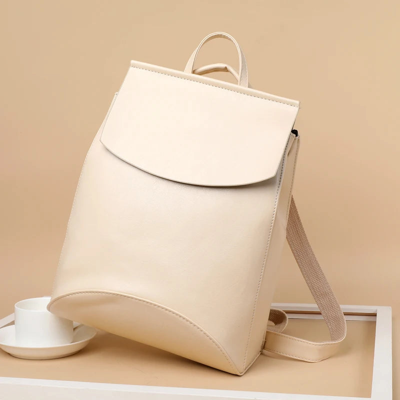 High Youth Leather Women Backpack for Teenage Girls