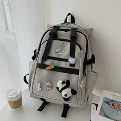 Plaid Schoolbag College Student Laptop Backpack Large Capacity Multi-pocket