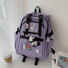 Plaid Schoolbag College Student Laptop Backpack Large Capacity Multi-pocket