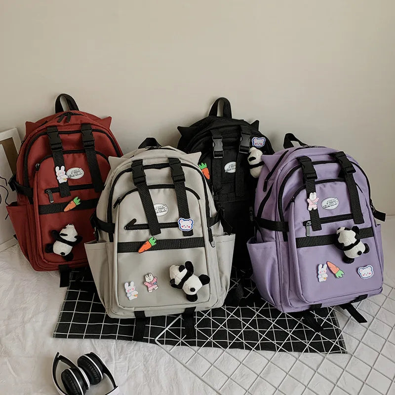 Plaid Schoolbag College Student Laptop Backpack Large Capacity Multi-pocket