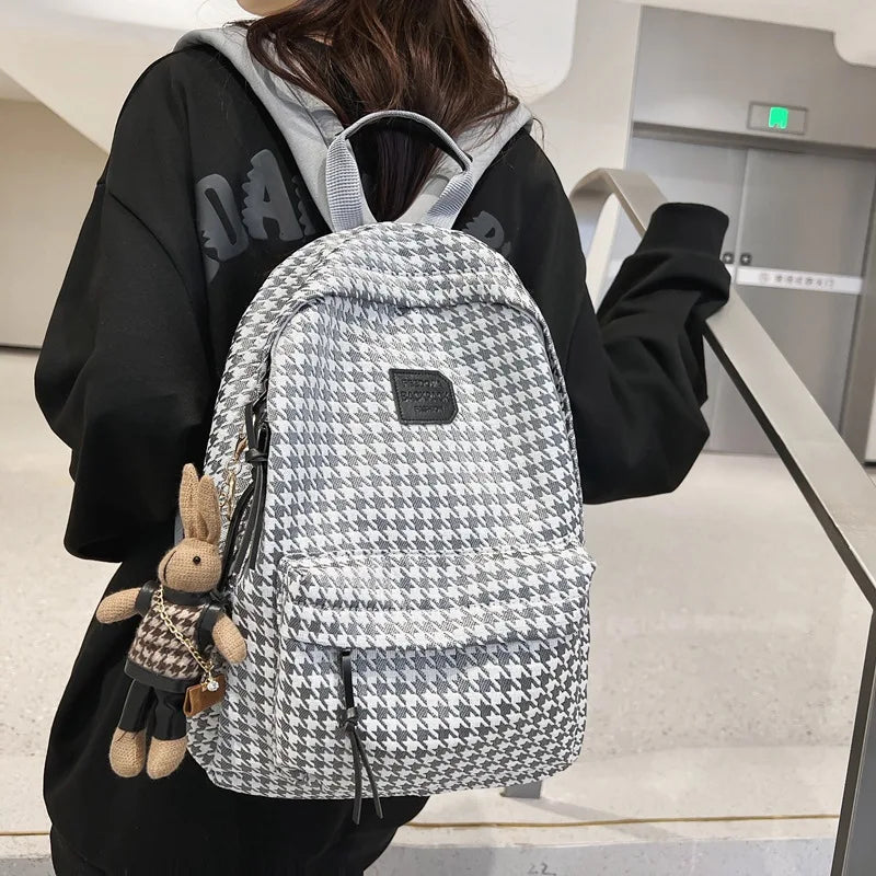 Thousand Bird Pattern Nylon Women Backpack Schoolbag For Teenage Girls
