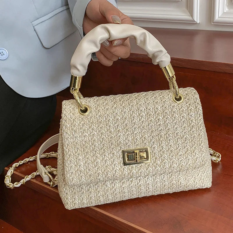 Portable Small Bag Straw Square Shoulder Messenger Bag