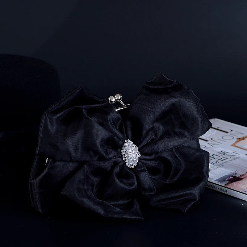 Vintage Satin Pleated Evening Wedding Clutch w/ Shoulder Chain