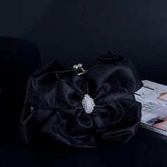 Vintage Satin Pleated Evening Wedding Clutch w/ Shoulder Chain