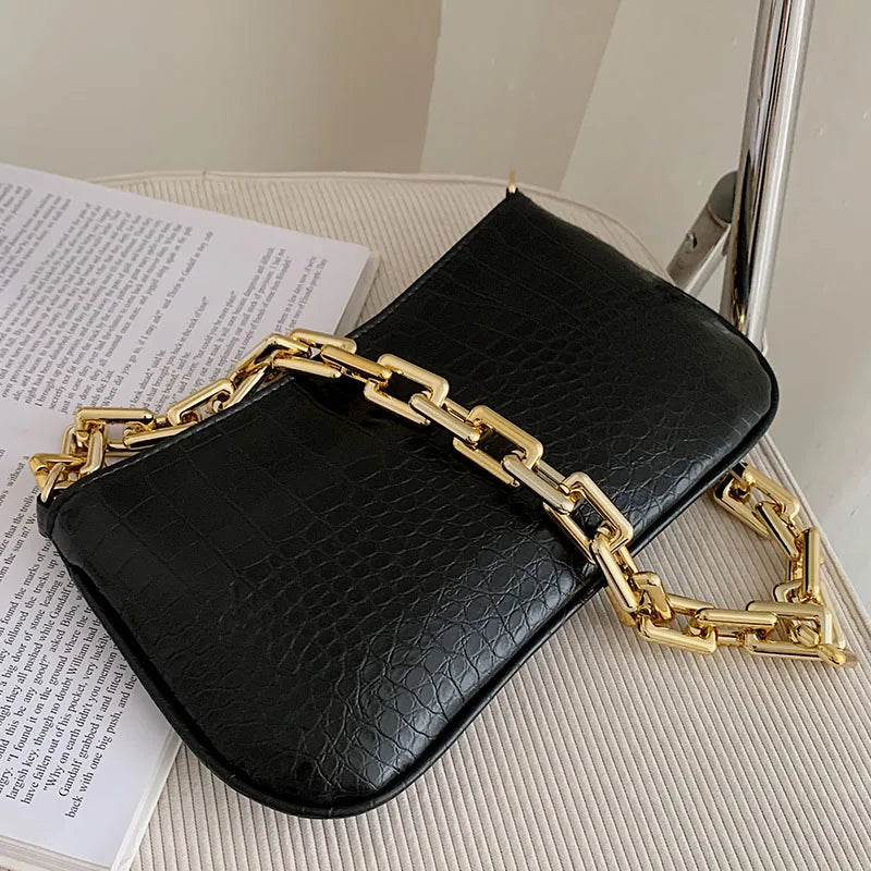 Thick Chain Shoulder Bag Minimalist Women Handbags Vintage Clutches