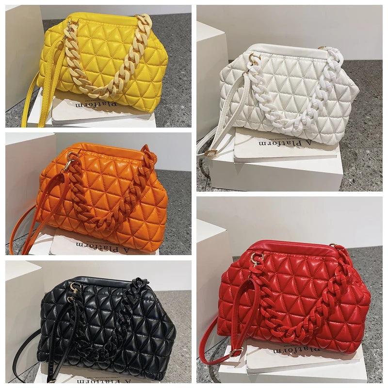 Thick Chain Bag Women Spring Purse And Handbags Small PU Leather Shoulder Bags C