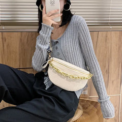 Plaid Leather Waist Bag Chain Fanny Pack Women