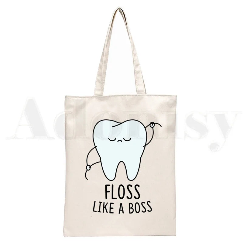 Dentist Women Canvas Shopping Bag Eco Handbag Tote Reusable Shopper Bags