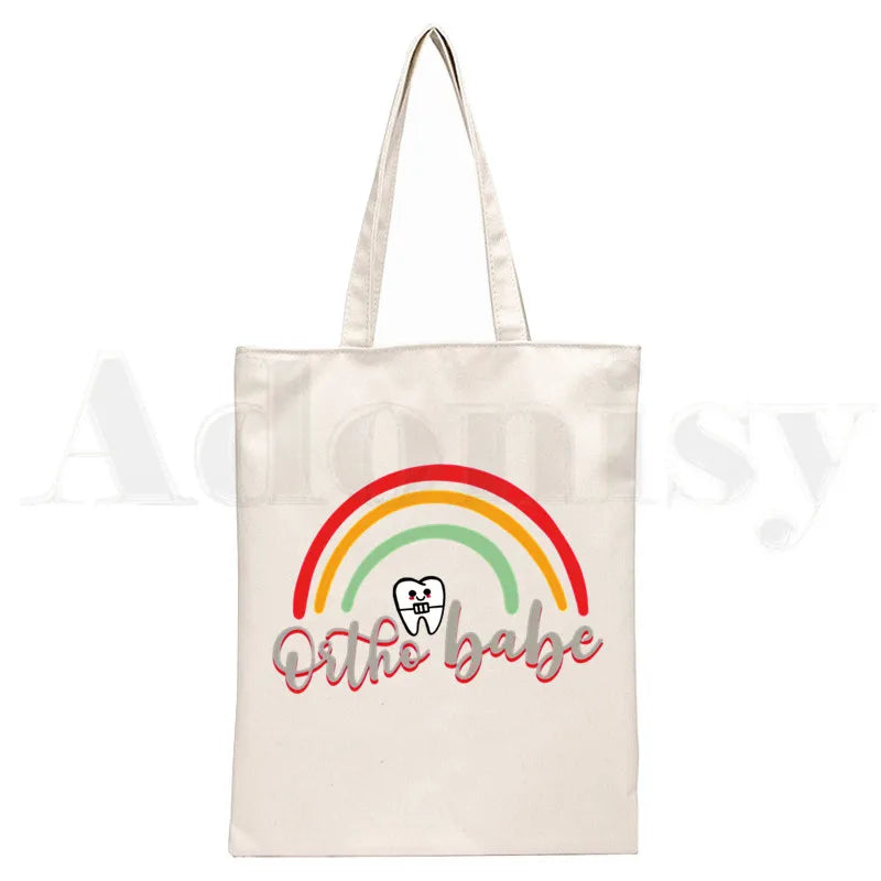 Dentist Women Canvas Shopping Bag Eco Handbag Tote Reusable Shopper Bags