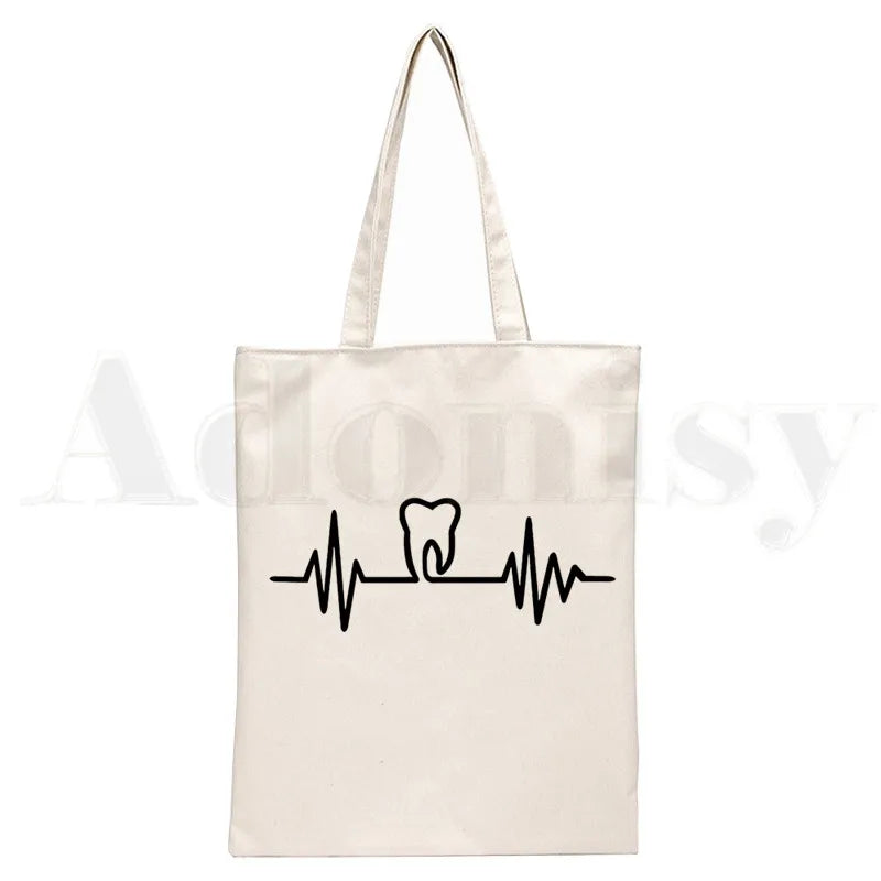 Dentist Women Canvas Shopping Bag Eco Handbag Tote Reusable Shopper Bags