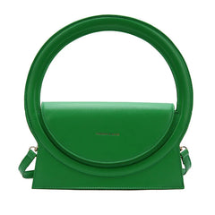 Round Handle Clutch Bag Pu Leather Crossbody Bag