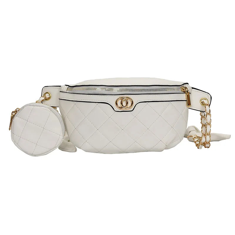 Rhombus Waist Bag Lady Chest Bag Leather Fanny Pack for Women Purse
