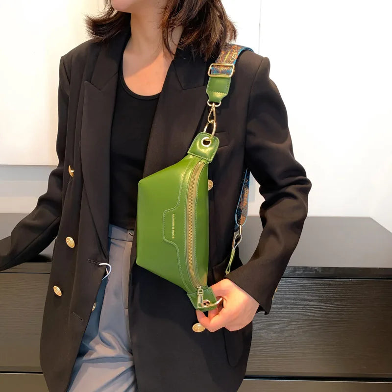 Leather Fanny Pack Female Chest Bag Belt Purse Women Shoulder Crossbody