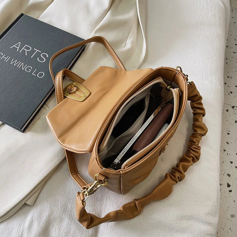 Women Shoulder Bag Fold Leather Crossbody Bags Purse Handbags