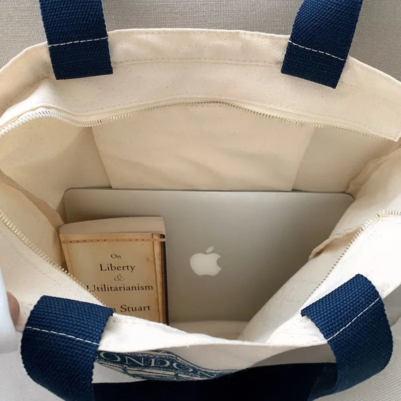 London Books Print Women Shoulder Bag Large Capacity Totes Shopping Beach Bags