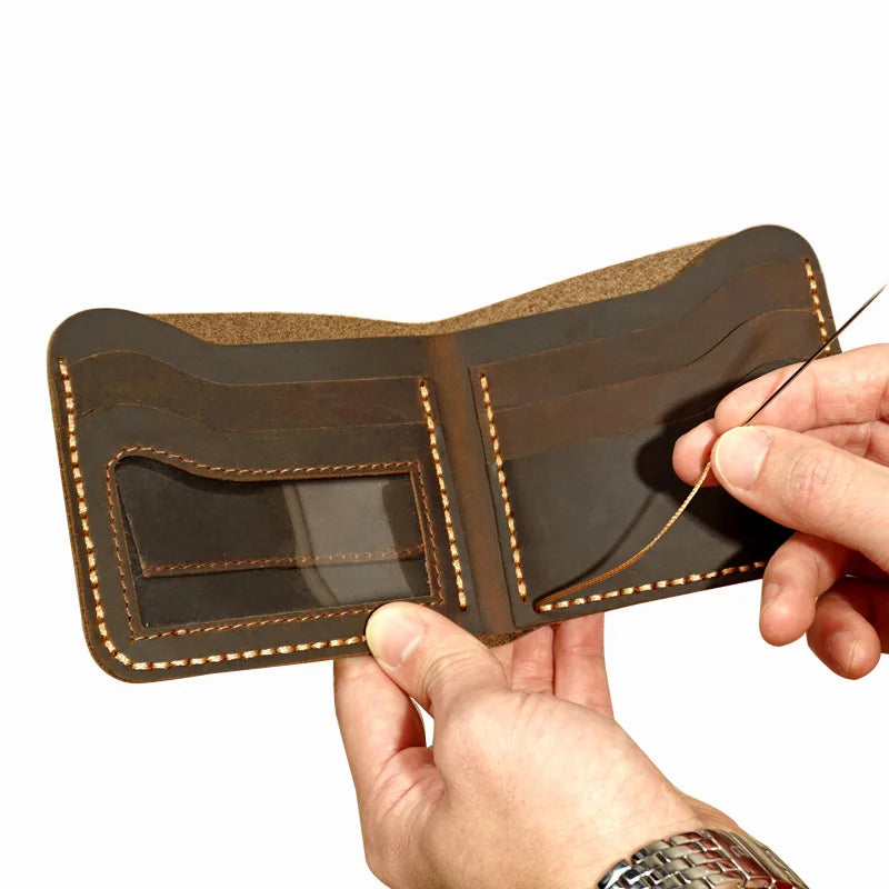 Retro Leather Men's Wallet Genuine Real Leather Portfel Male Purse