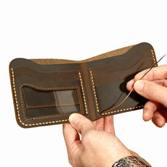 Retro Leather Men's Wallet Genuine Real Leather Portfel Male Purse