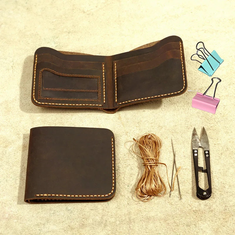 Retro Leather Men's Wallet Genuine Real Leather Portfel Male Purse