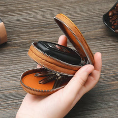Top Layer Oil Waxed Cow Skin Full Grain Double Car Key Positions Leather Carkey