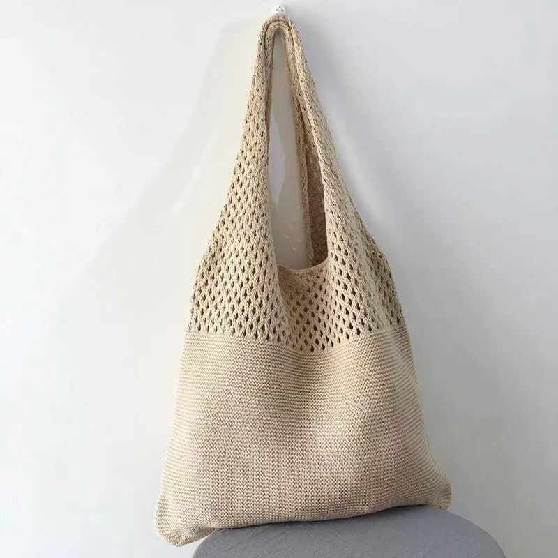 TopFight Knitted Vest Shoulder Bags Big Purses Casual Hollow Woven