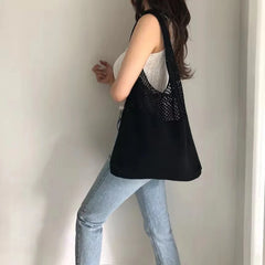 TopFight Knitted Vest Shoulder Bags Big Purses Casual Hollow Woven