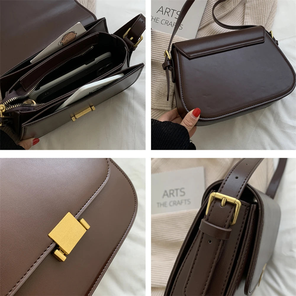 Vintage Crossbody Bag PU Leather Ladies Handbags