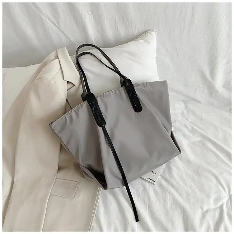 Casual Nylon Tote Bag with Zipper Closure