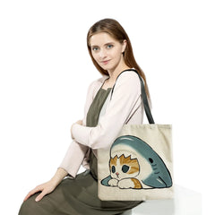 Cartoon Shark Cat Print Tote Bag Shopper Bag Eco Friendly Travel