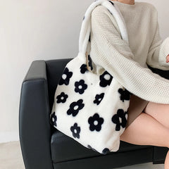 Plush Shoulder Bag Cartoon Printing Soft Handbag
