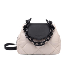 Winter Quilted PU Leather Tote Bag Chain Crossbody Handbag
