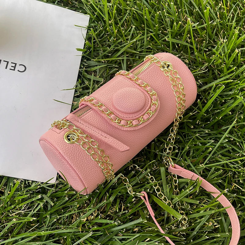 Barrel Shaped Summer Handbag PU Leather Women's Messenger Bag